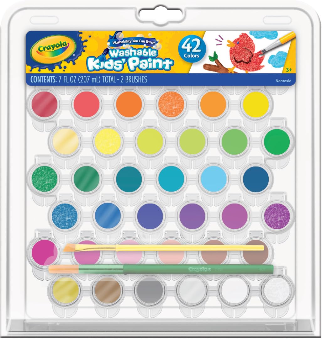 Crayola Kid's Washable Paint Set, 42 Ct., Gift for Kids, Ages 3, 4, 5, 6, 7