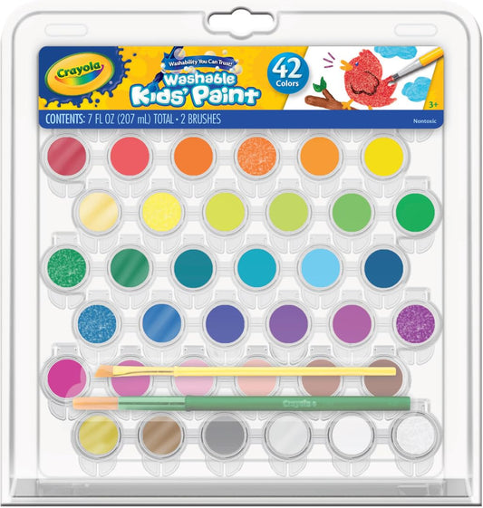 Crayola Kid's Washable Paint Set, 42 Ct., Gift for Kids, Ages 3, 4, 5, 6, 7