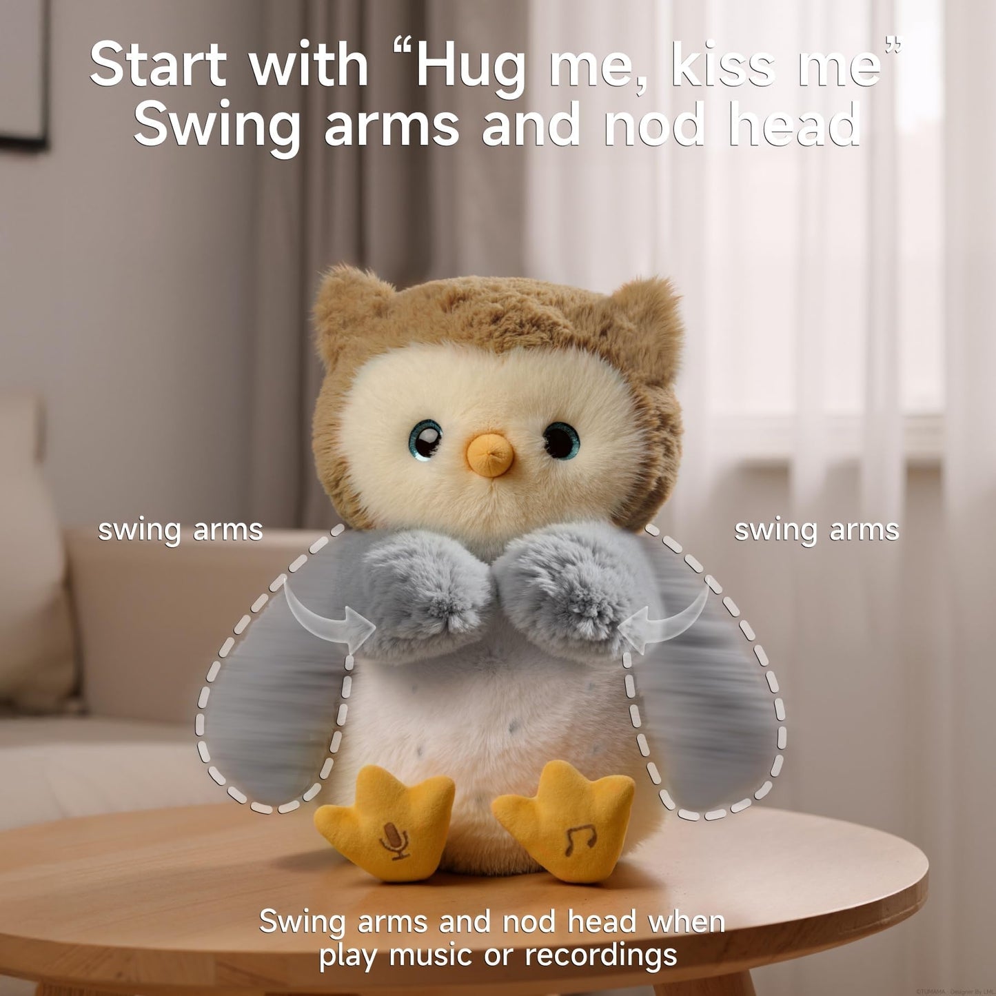 eJog Pup Owl Plush Stuffed Baby's Animal Toy Interactive Owl Toy with Sounds and Shake Hands, Singing Record Repeat What You Say, Birthday Gifts for Toddlers Kids