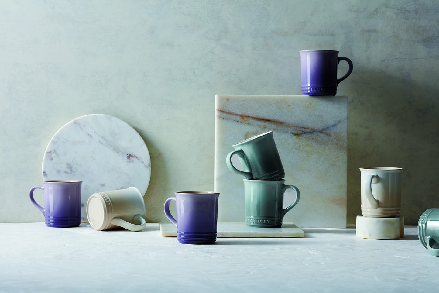 Le Creuset Stoneware Set of 4 Mugs, 14 oz. each, Sea Salt