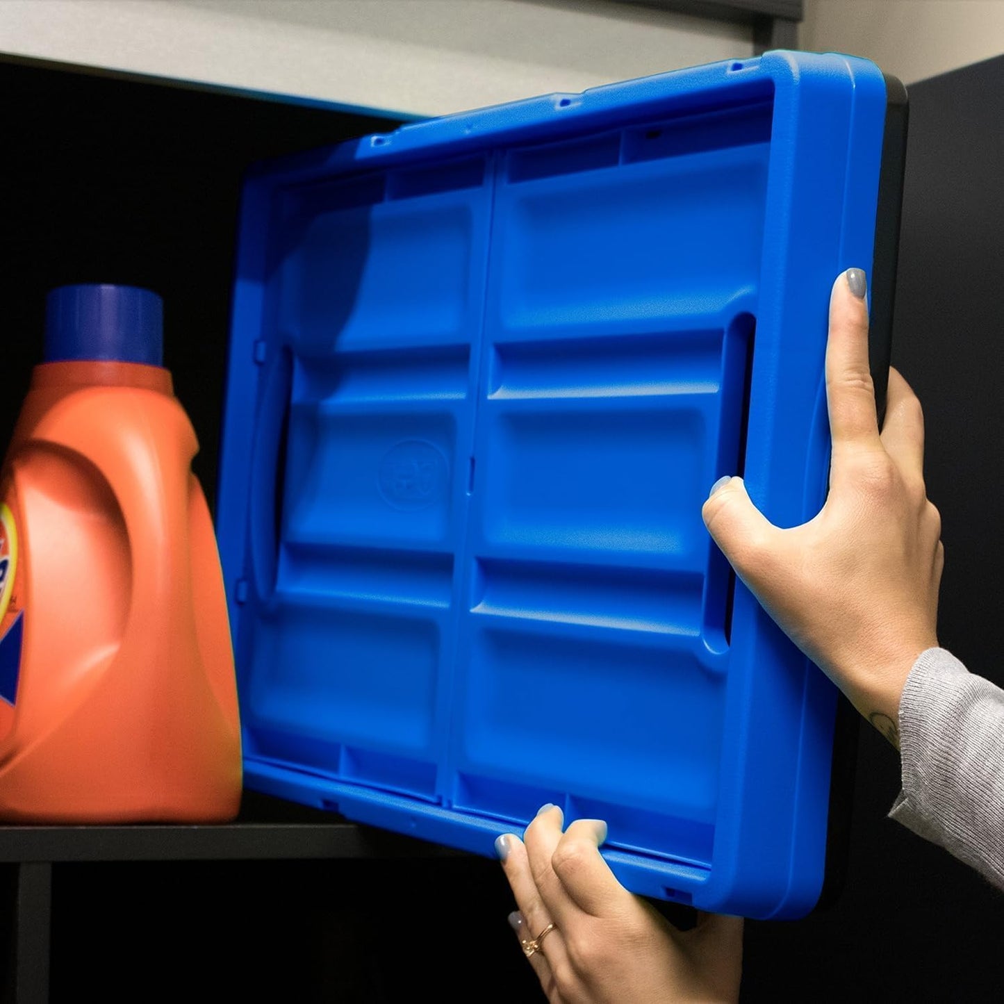 CleverMade Collapsible Storage Bins 32L 3 Pack – Heavy Duty Foldable Storage Bins with Built-In Handles for Garage Storage and Home Organization - Obsidian