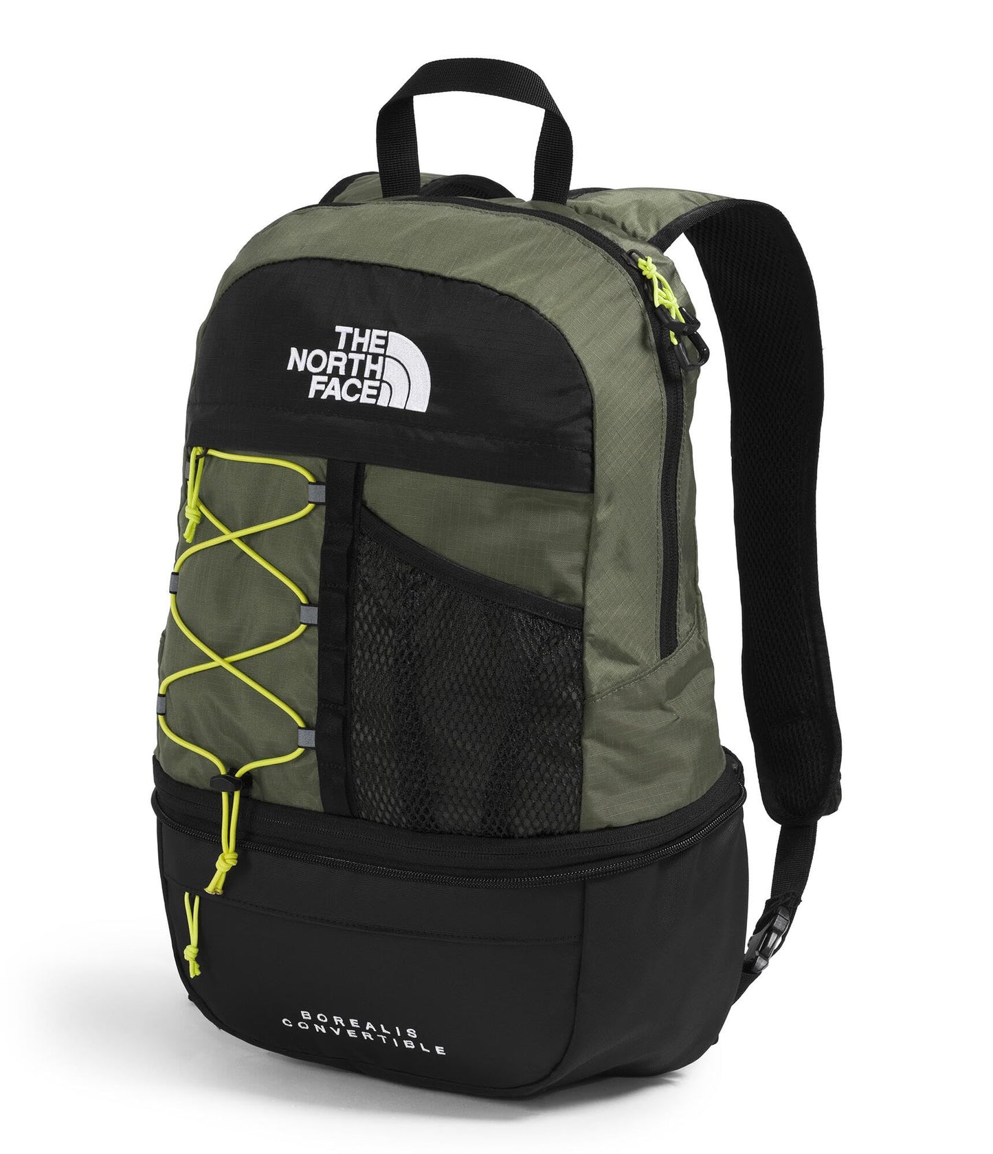 THE NORTH FACE Borealis Convertible Pack | Commuter Laptop Backpack with Removable Lumbar Pack, Water Repellent Finish, New Taupe Green/TNF Black/Fizz Lime, One Size