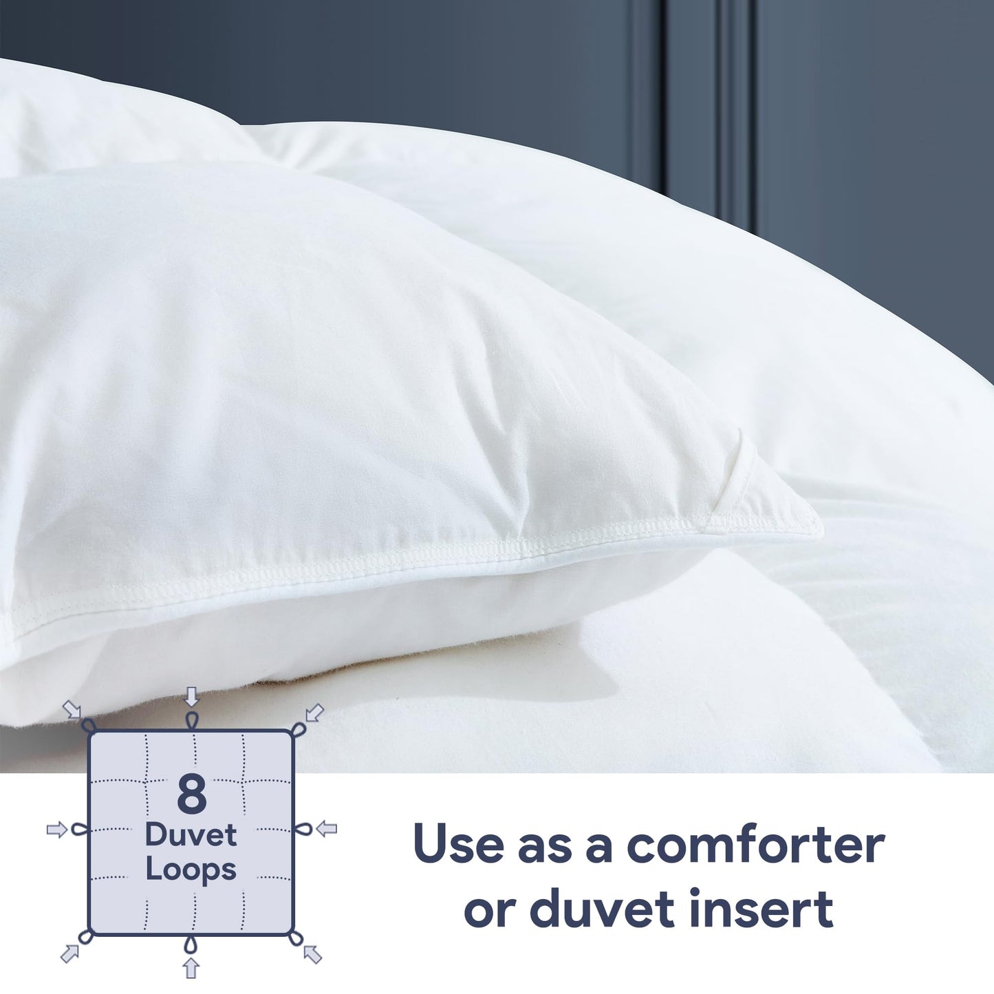 Maple&Stone Down Comforter Full Size, All Season Duvet Insert with 8 Corner Tabs, 100% Cotton Comforter, Luxury Hotel Bedding (82 x 86 Inches, White)