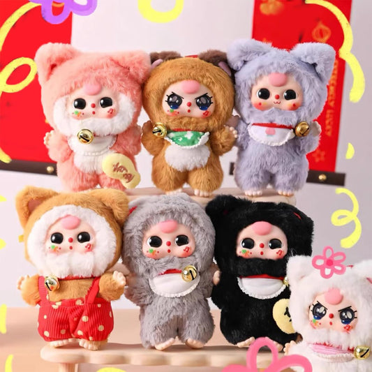 Baby Three Billionaire Lucky Cat Series Box Toy Cat Theme Mystery Box Plush Doll Plush Bag Pendant Charm Birthday Gift Random 1PC