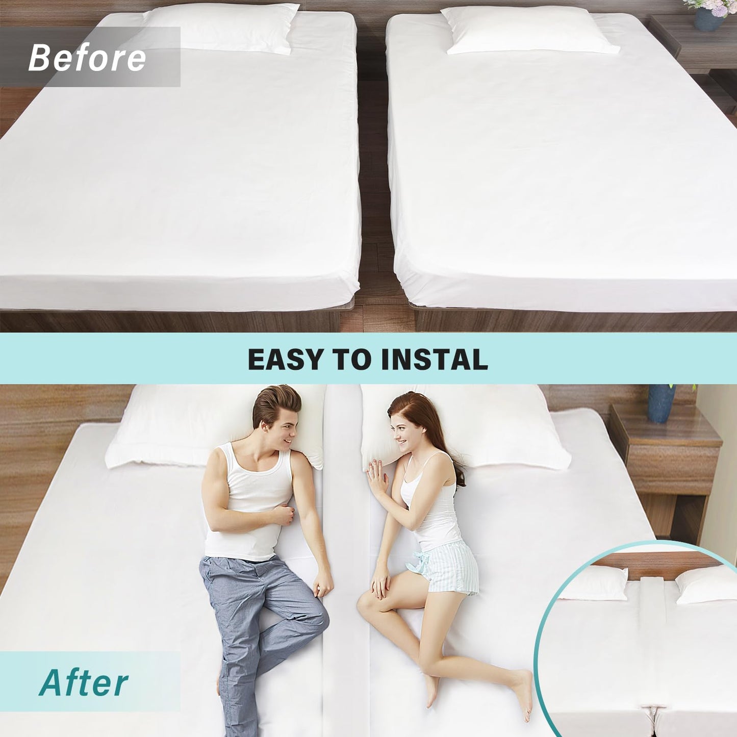 ENITYA Split King Gap Filler for Adjustable Bed, Wider Mattress Bridge-Twin/Twin XL to King Converter,Bed Connector to King Making for Stayover,Family Room(80" L x 12" W)