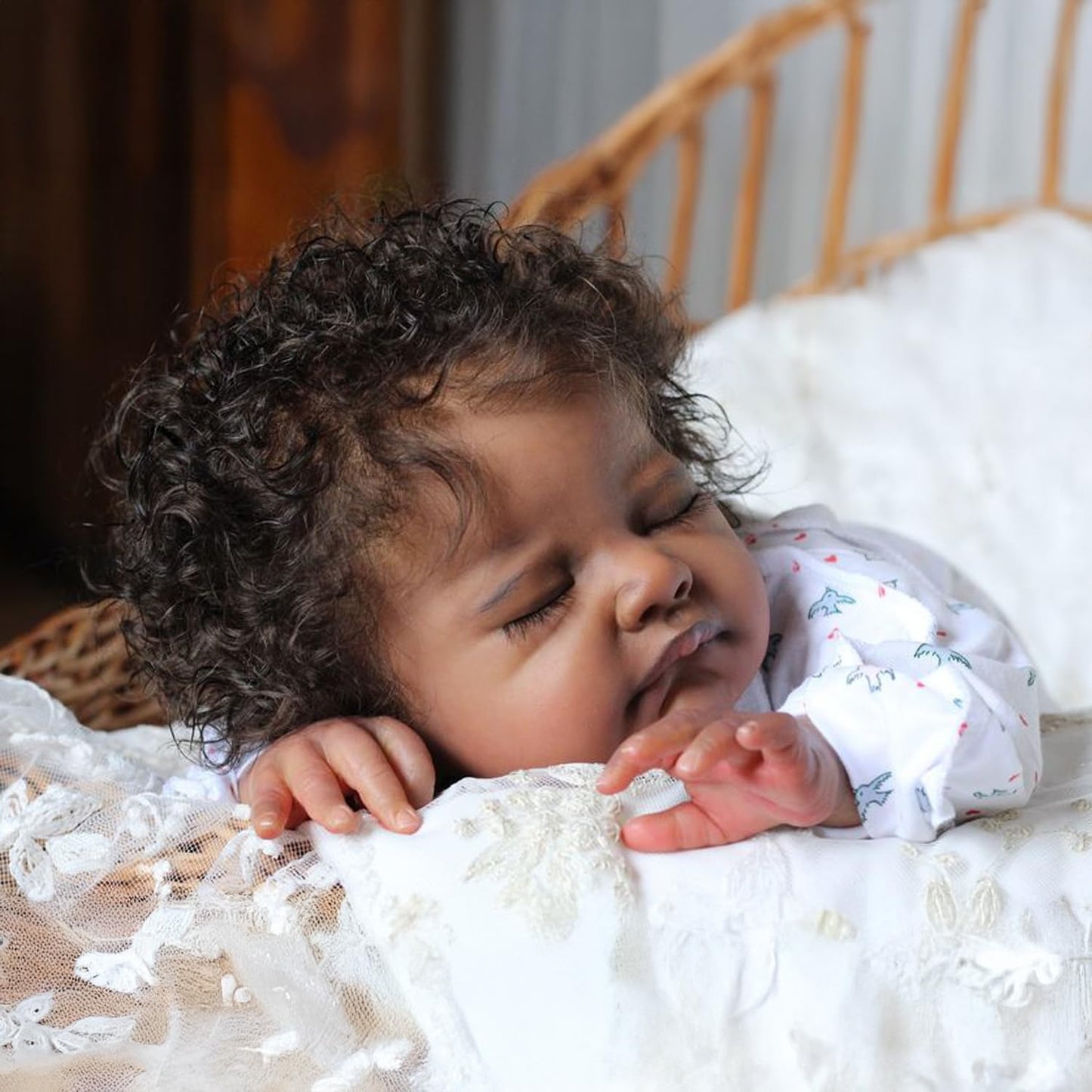 WOOROY Realistic Reborn Baby Dolls Black - 20-Inch African American Sleeping Newborn Dolls with Weighted Cloth Body and Soft Hand-Rooted Curly Hair with Accessories Gift Set for Kids Age 3+