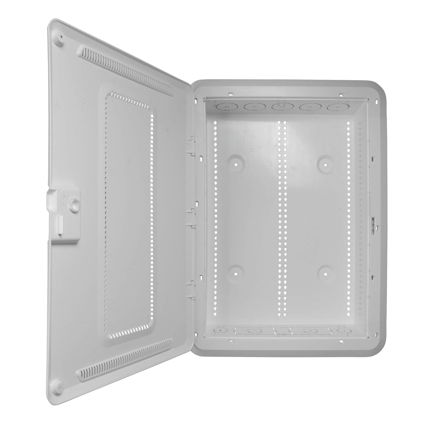 Legrand - OnQ 20 Inch Media Enclosure, Wifi Electrical Box, Cable Management Box for Distribution of Networking Service, Recessed Media Box Lets Signal Through, White, ENP2050-NA