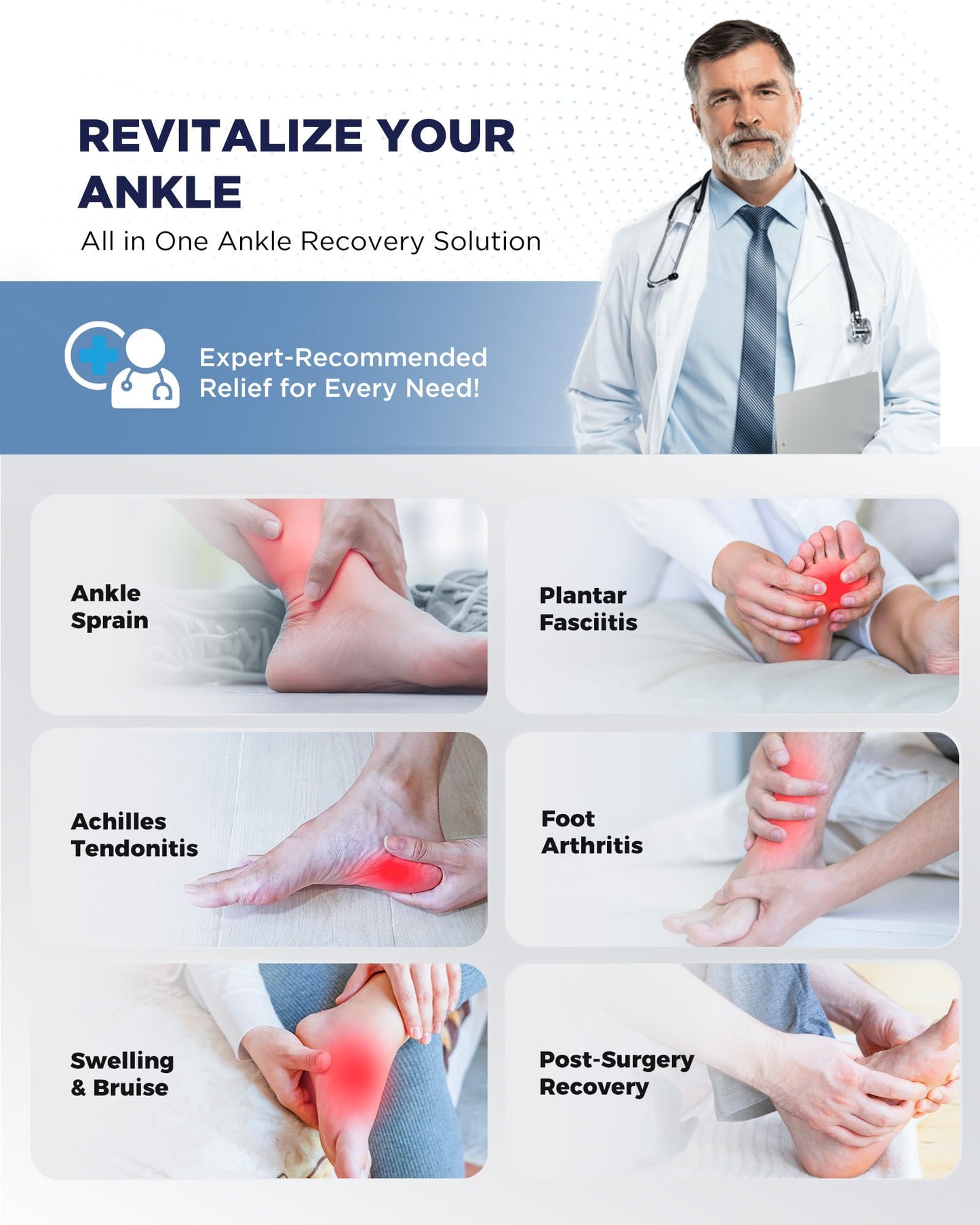Ankle Ice Pack Wrap with Dual-Freezestorm Cooling Gel for Sprained, Ice Ankle Wrap with Cold Compression & 360°Coverage for Achilles Tendonitis, Swelling Relief and Surgery Fracture Recovery(Large)
