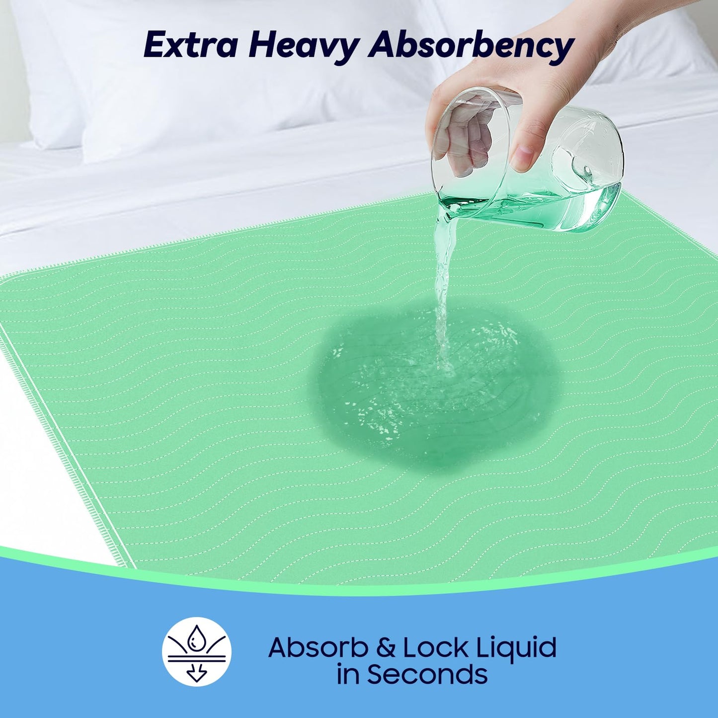 6 Pack 36” x 36” Extra Heavy Absorbency Washable Underpads, Waterproof Quick Drying Nursing Pads Incontinence Bed Pads, Reusable Washable Pee Pads for Dogs, Diaper Changing & Adults