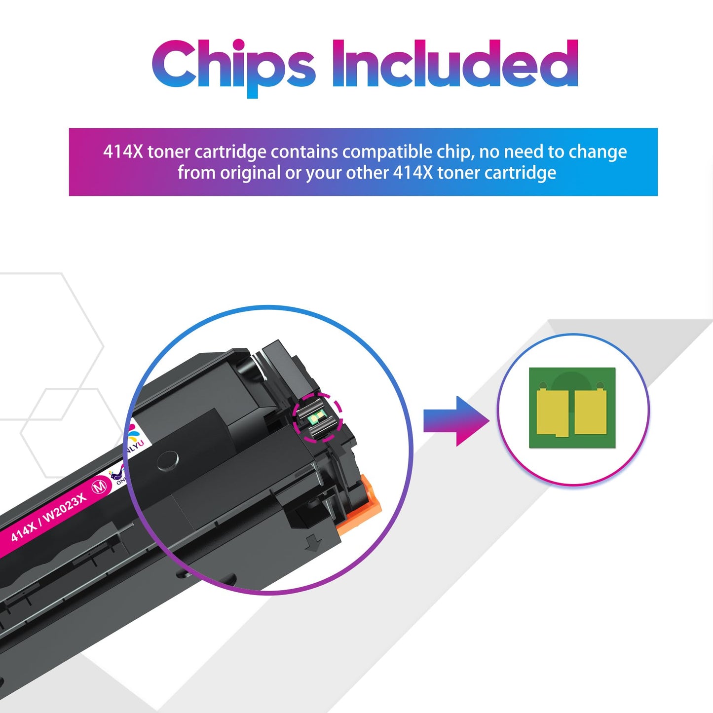 ONLYU Compatible Toner Cartridge Replacement for HP 414X 414A for Color Laserjet Pro MFP M479fdw M479fdn M479dw Pro M454dw M454dn M455dn MFP M480f M479 M454 W2020X W2020A Printer Ink (BCMY, 4-Pack)