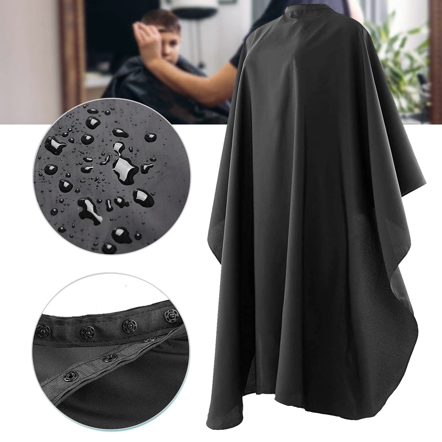 BSFHH Black Barber Cape - Professional Nylon Waterproof Salon Cape, 59" x 47", 10 Pack
