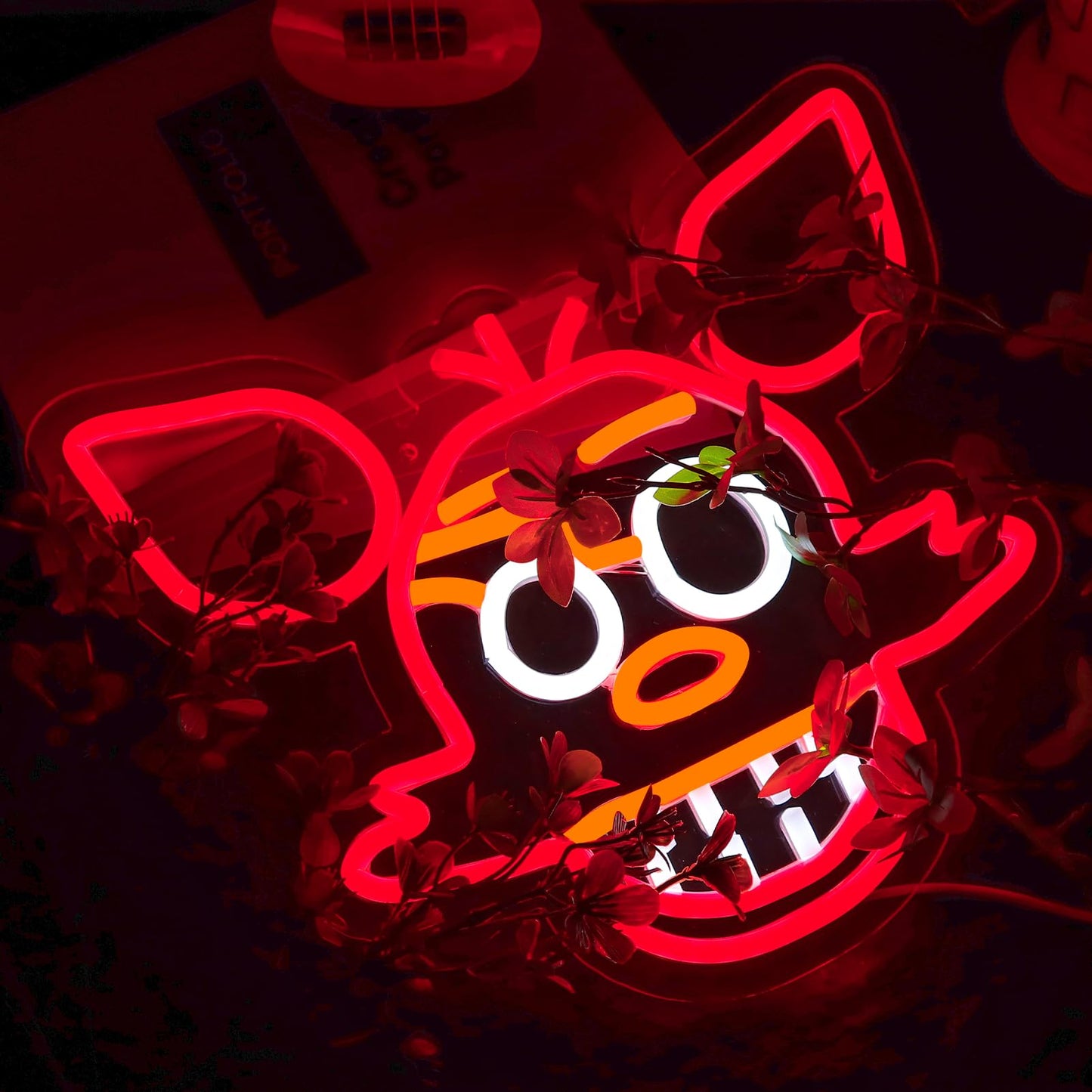 Fnaf Fox Neon Sign for Wall Decor，Five Nights LED Neon Lights for Gameroom，Birthday、Christmas Gifts for kids