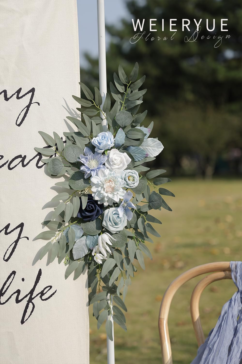 WEIERYUE Artificial Wedding Arch Flowers Kit(Pack of 2) for Wedding Arch, Bridal Shower, Ceremony and Reception Backdrop Decoration (Blue Inspiration)