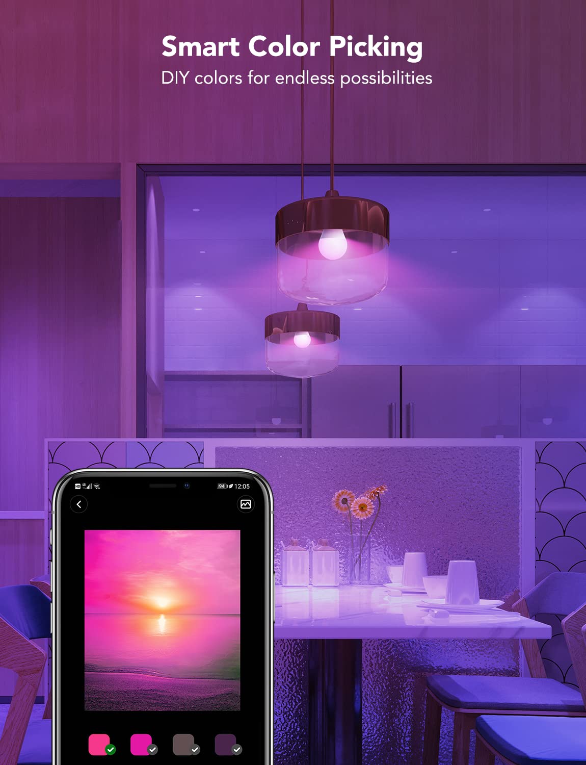 Govee Smart Light Bulbs, WiFi & Bluetooth Color Changing Light Bulbs, Music Sync, 16 Million DIY Colors RGBWW Color Lights Bulb, Work with Alexa, Google Assistant Home App, 800 Lumen, 6 Pack