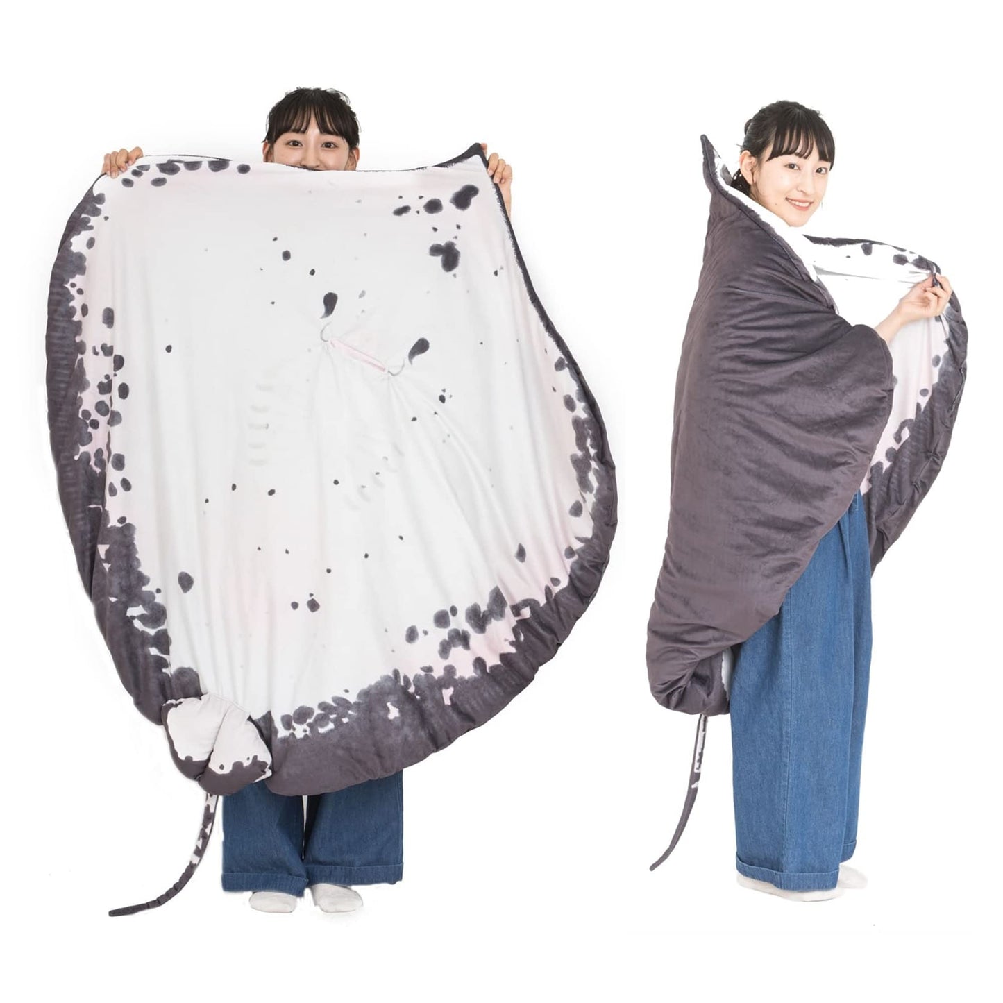 Manta Ray Stuffed Animal Stingray Blanket 50" x 50" Wearable Blanket, Manta Ray Plush Stuffed Stingray, Soft Cozy Ray Throw Cloak Wrap Gifts for Women Adults and Kids Christmas