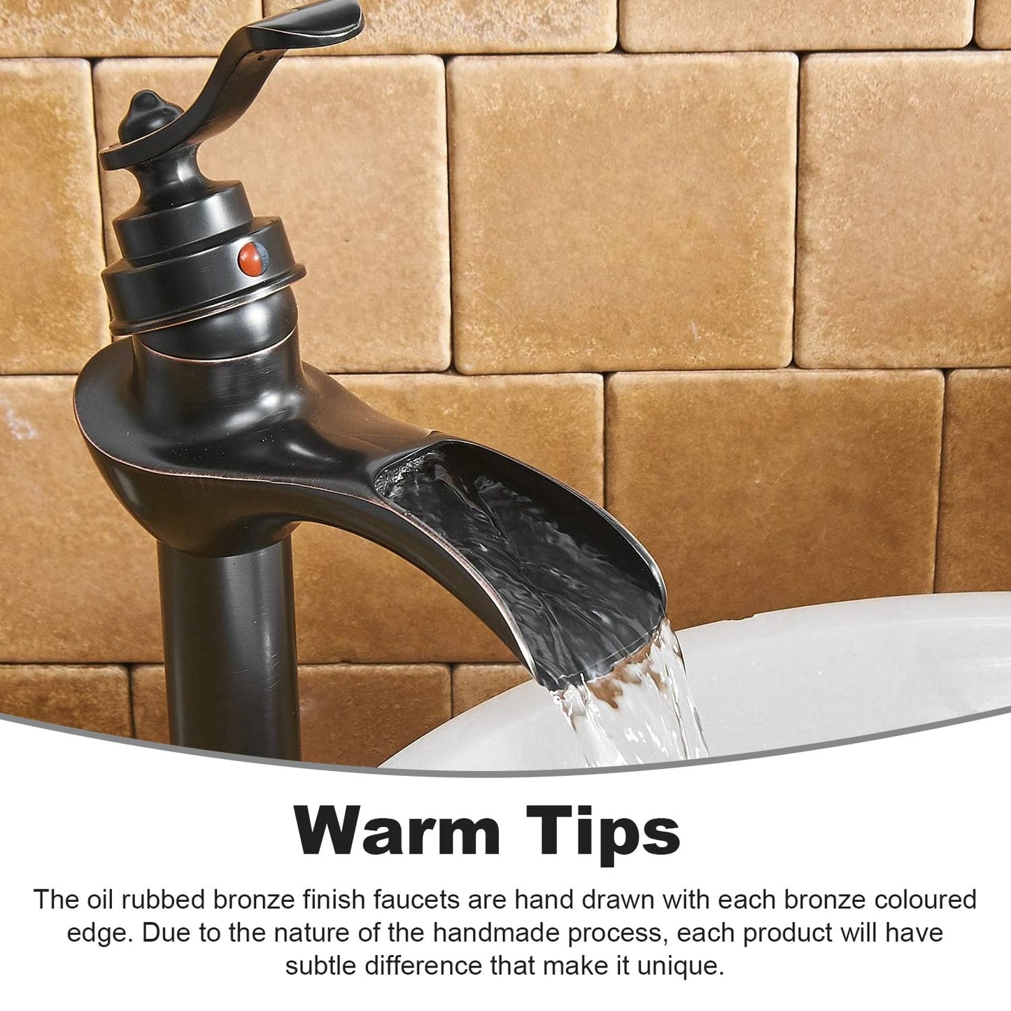 BWE Vessel Sink Faucet Oil Rubbed Bronze Bathroom Faucet with Pop Up Drain Assembly and Supply Hose Single-Handle Single Hole Tall Bathroom Faucet Vanity Lavatory Mixer Tap Tall Body