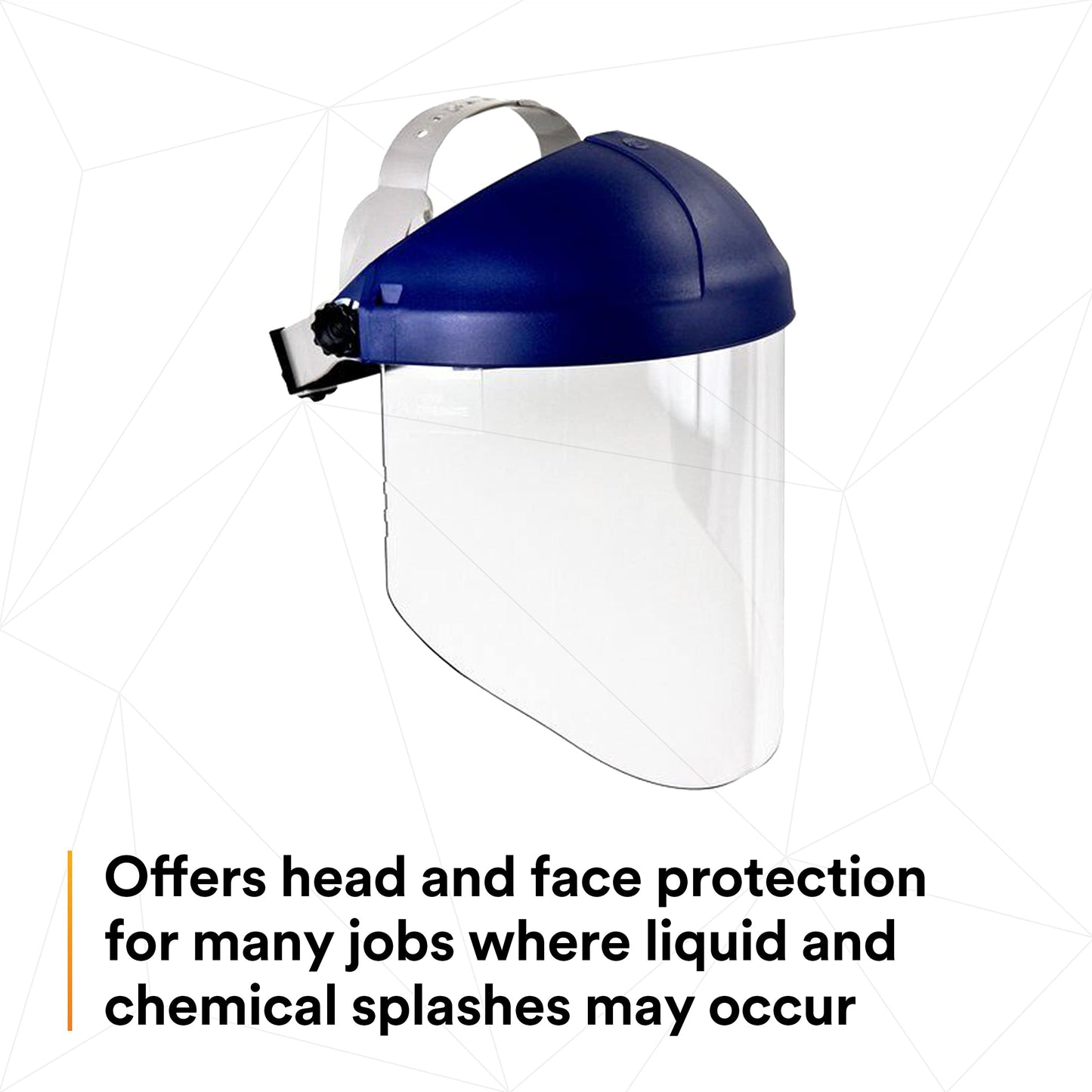 3M Ratchet Headgear H8A, with 3M Clear Propionate Faceshield W96, Protection Against Liquid Splash Marked 3 and Molten Metal Marked 9
