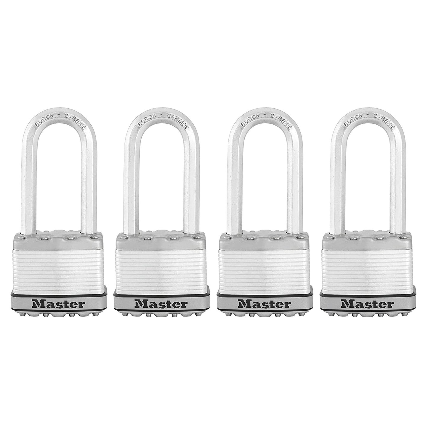 Master Lock M5XQLJ Magnum Heavy Duty Outdoor Padlock with Key, 4 Pack Keyed-Alike