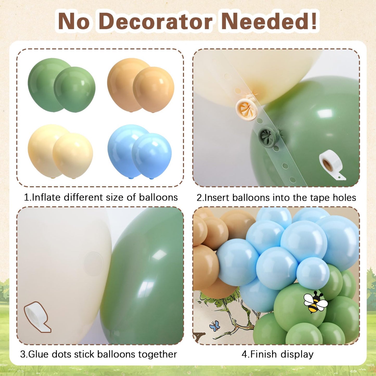 Classic Winnie Bear Baby Shower Decorations, Neutral All-In-One Pooh Baby Shower Balloon Arch Baby Boxes Backdrop Banner Tablecloth Cake Cupcake Topper Bee Stickers Mom To Be Sash Kit for Boys Girls