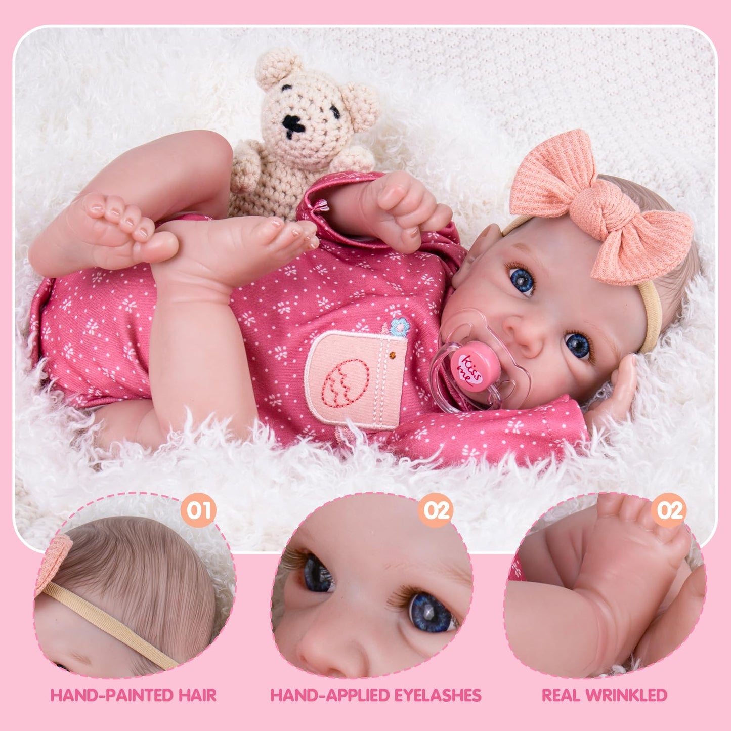 Aori Reborn Baby Dolls Girl - 20 Inch Realistic Newborn Lifelike Baby Doll with Hand-Painted Features & Weighted Cloth Body - Cuddle Companion Doll, Gift for Seniors, Collectors & Kids 3+
