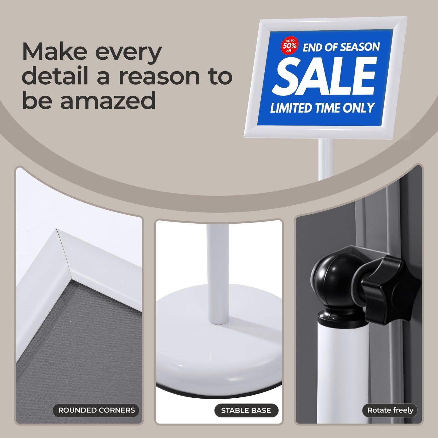 YIYO sign stand，floor sign holder poster stand heavy duty pedestal signage stand for display (WHITE, 8.5*11)