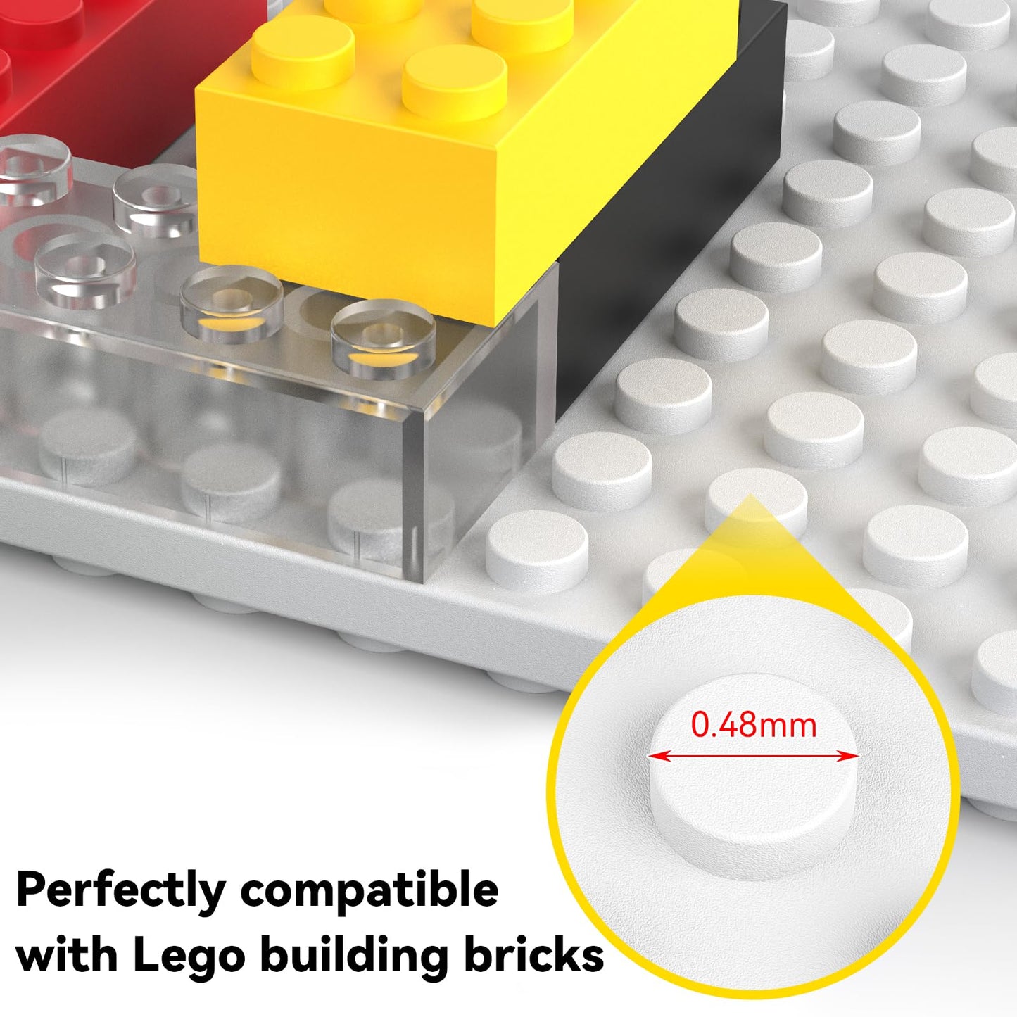 BlissBox 4-Pack Large Display Shelves for Wall Compatible with Lego Building Bricks, 11.3x6.3inch Dual-Sided 36x20 Studs for Brick Display and Storage, for Medium & Large Brick Builds, White