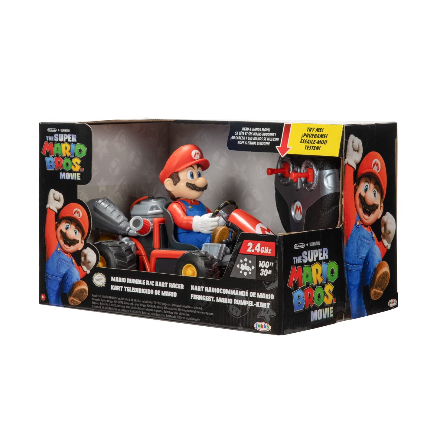 Super Mario BROS. Movie Rumble Kart RC Racer – 2.4GHz Full-Function Remote Control Car – Lights, Sounds, Spinning Action – 100ft Range – Ages 4+