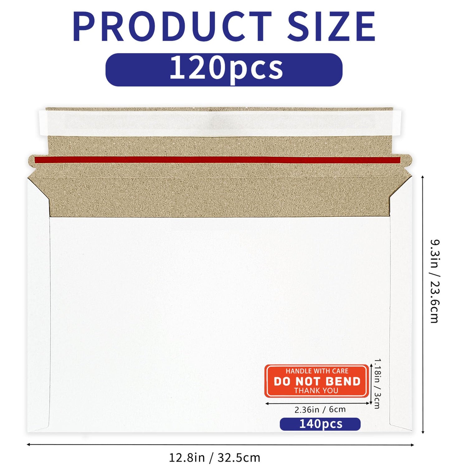 Cheardia 120 Pack Photo Document Mailers with Self Adhesive Seal, 13 x 9.25 Inch Rigid Mailers Stay Flat Cardboard Envelope with Label for CD, Photos, White