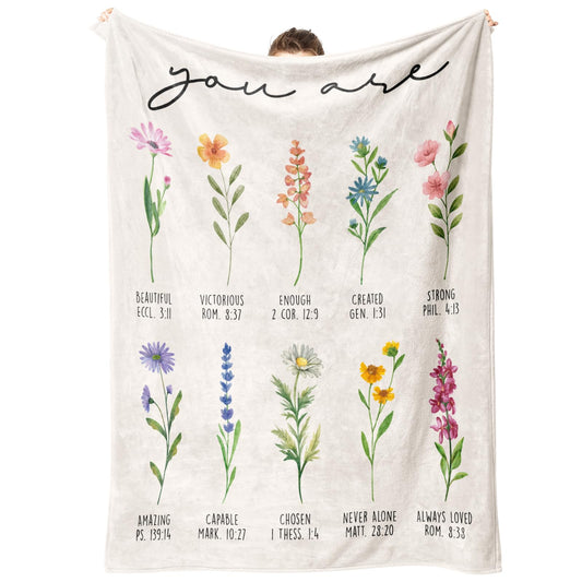 Afterprints Christian Gifts for Women, Christian Blanket with Flowers, Birthday Gifts for Women, Inspirational, Religious Gifts for Sister, Friend, Daughter, Mom, Soft Throw Blankets 60" x 80"