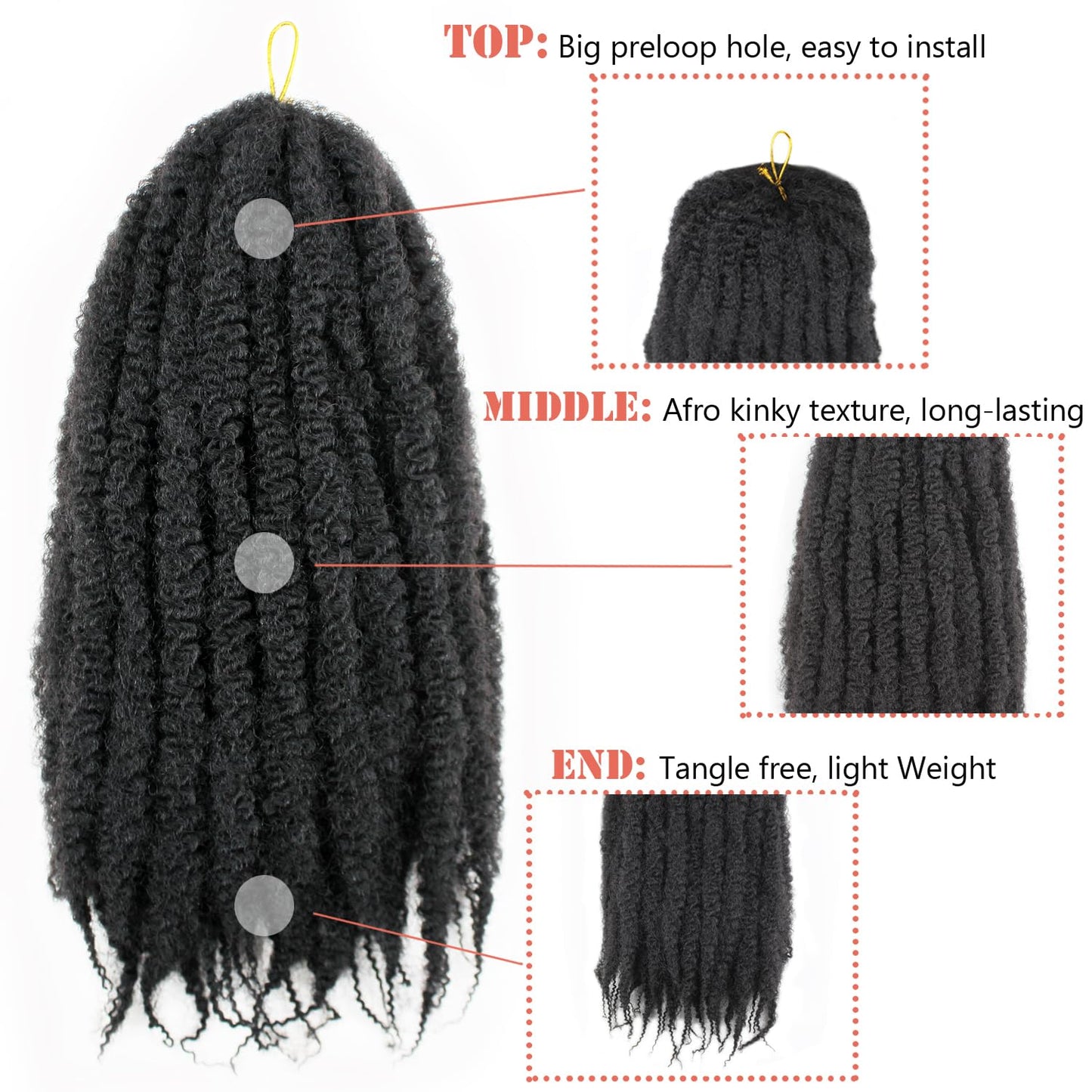 Vustbeauty Marley Twist Braiding Hair 30 Inch Marley Twist Hair Long Cuban Twist Hair 8 Packs Afro Kinky Curly Twist Crochet Hair Synthetic Marley Hair Extensions (30 Inch 8packs, 1B)
