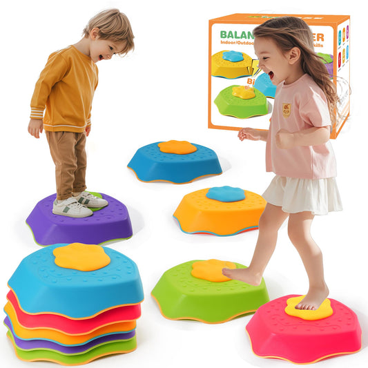 5-Pack Stepping Stones for Kids with Sound Effects - Balance & Coordination Toys for Toddlers Ages 3+, Indoor/Outdoor Play with Interactive Sensory Feedback