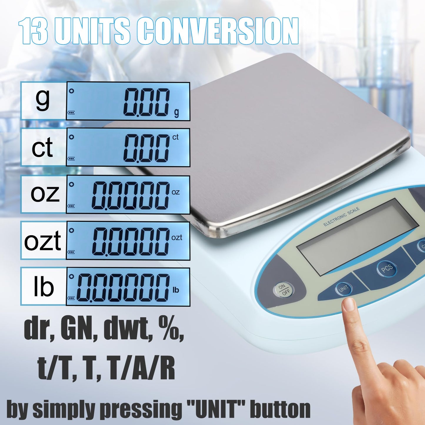 Lab Scale 6000gx0.01g,Analytical Balance 0.01g High Precision Electronic Digital Balance Scale, Scientific Scale Gram Scale Digital Balance for Kitchen Lab Weighing Jewelry Scale