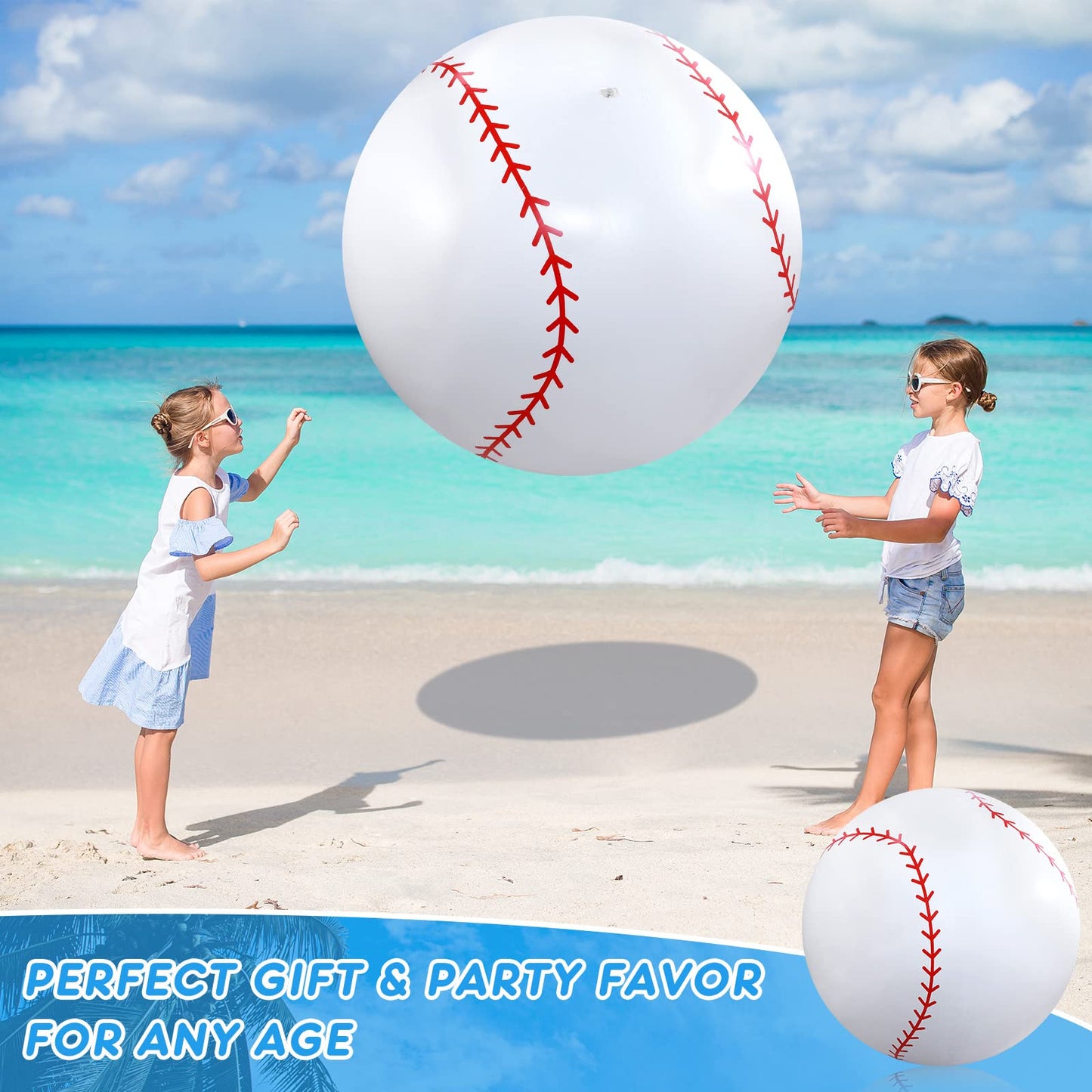 Meooeck 2 Pcs 27 Inch Inflatable Balls Large Inflatable Baseball Giant Beach Balls for Pool Summer Outdoor Activity Games Birthday Party Decorations
