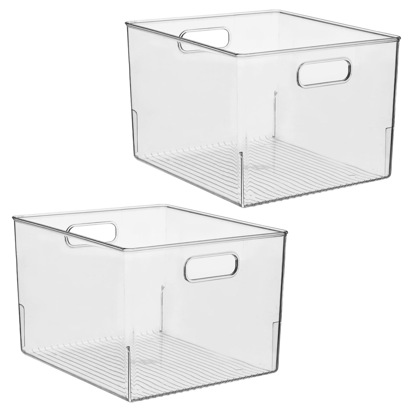 iDesign Storage Bin with Handles for Kitchen, Bathroom, or Home Office, Set of 2, Clear, Made in USA