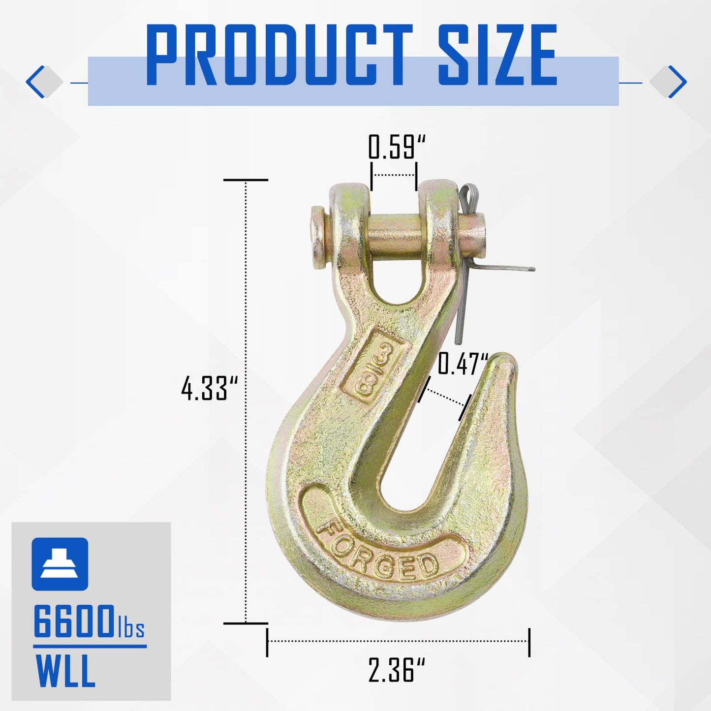 SPARKWHIZ 3/8" Clevis Grab Hooks, Tow Hook Grade 70 Forged Steel 6600 lbs WLL for Truck Trailer Tow Chain Transport (10 Pack)