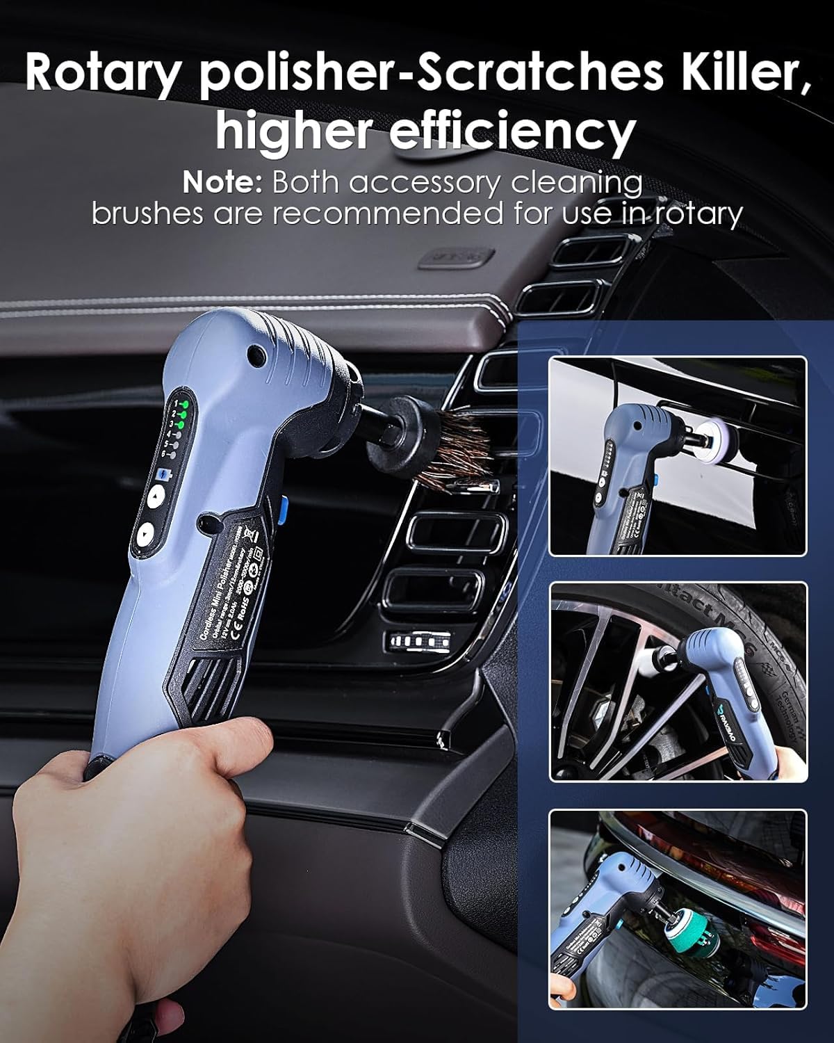 12V Cordless Mini Polisher – 2/1.5-inch Backing Plates, Dual （DA/RO ）Modes, 53 All-Inclusive Accessories & 6 Variable Speeds. A Versatile Mini Buffer for Pro Car Detailing & Flawless Polishing