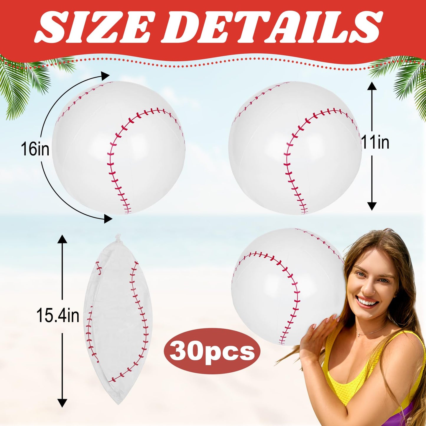 Mototo 30 PCS Beach Balls (Baseball)