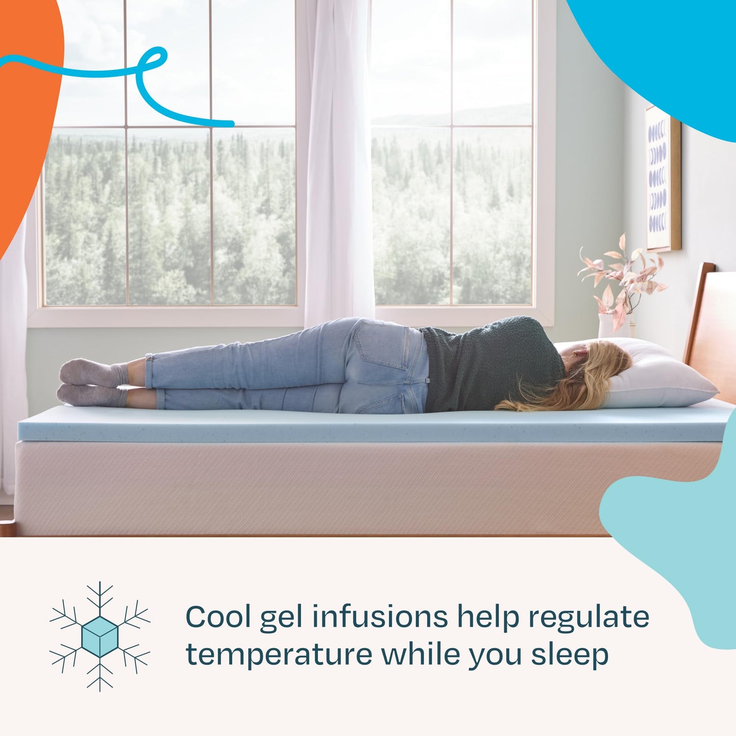Linenspa Memory Foam Mattress Topper, Small Twin Size - 2 Inch Gel Infused Memory Foam - Plush Feel - Cooling and Pressure Relieving - CertiPUR Certified
