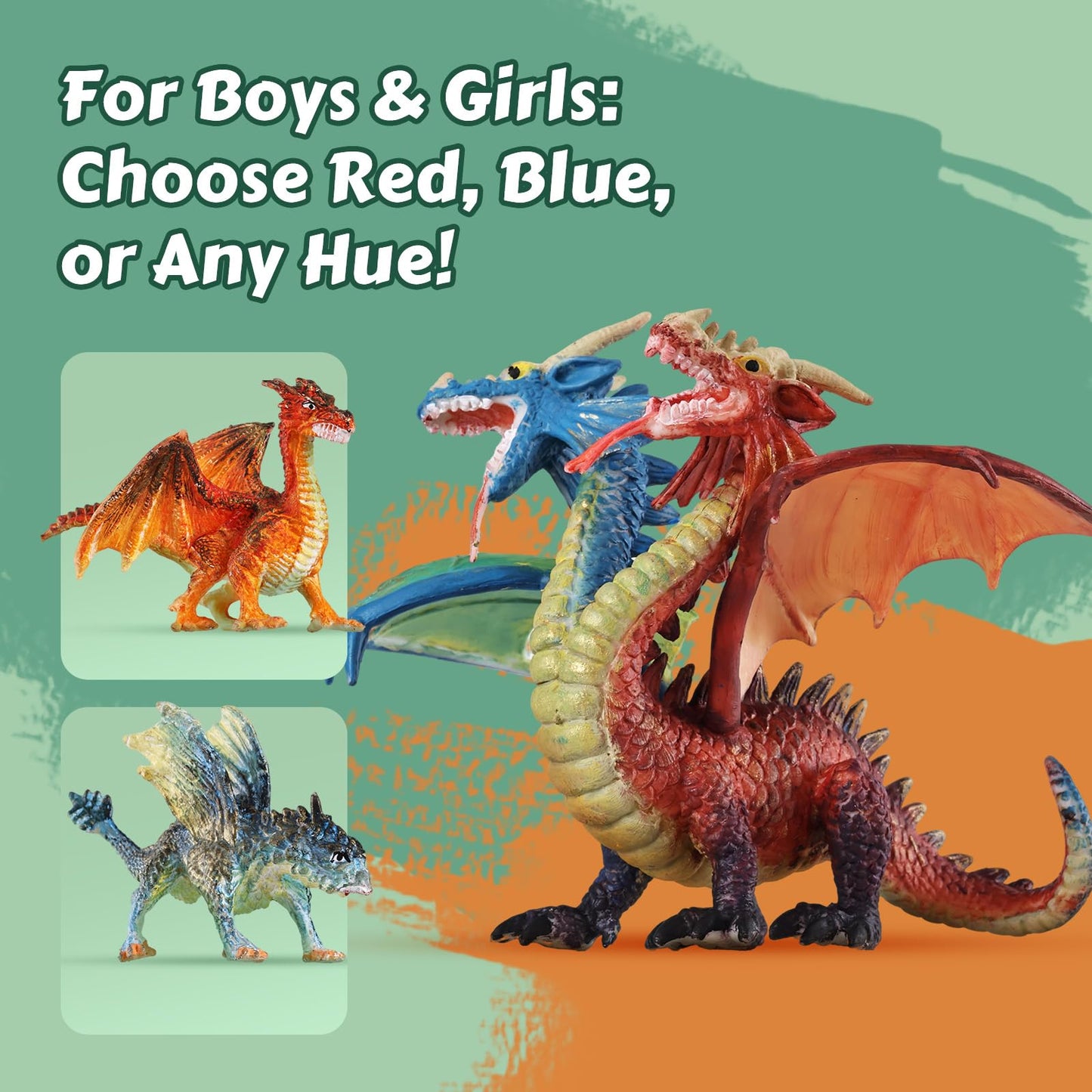 Solday Dragon Toys Painting Kits for Kids Arts and Crafts Ages 3 6 5 7 9 12 Boys Girls to Paint Your Own Paintable Figurines Birthday Party Supplies - Twin Head Dragon