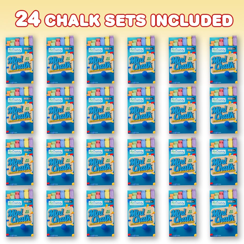 ArtCreativity Mini Chalk Set for Kids, 24 Boxes, Each Box Has 12 Blackboard Chalk Sticks, Non-Toxic Art and Craft Supplies, Birthday Party Favors for Boys and Girls, Goody Bag Fillers, Classroom Gift