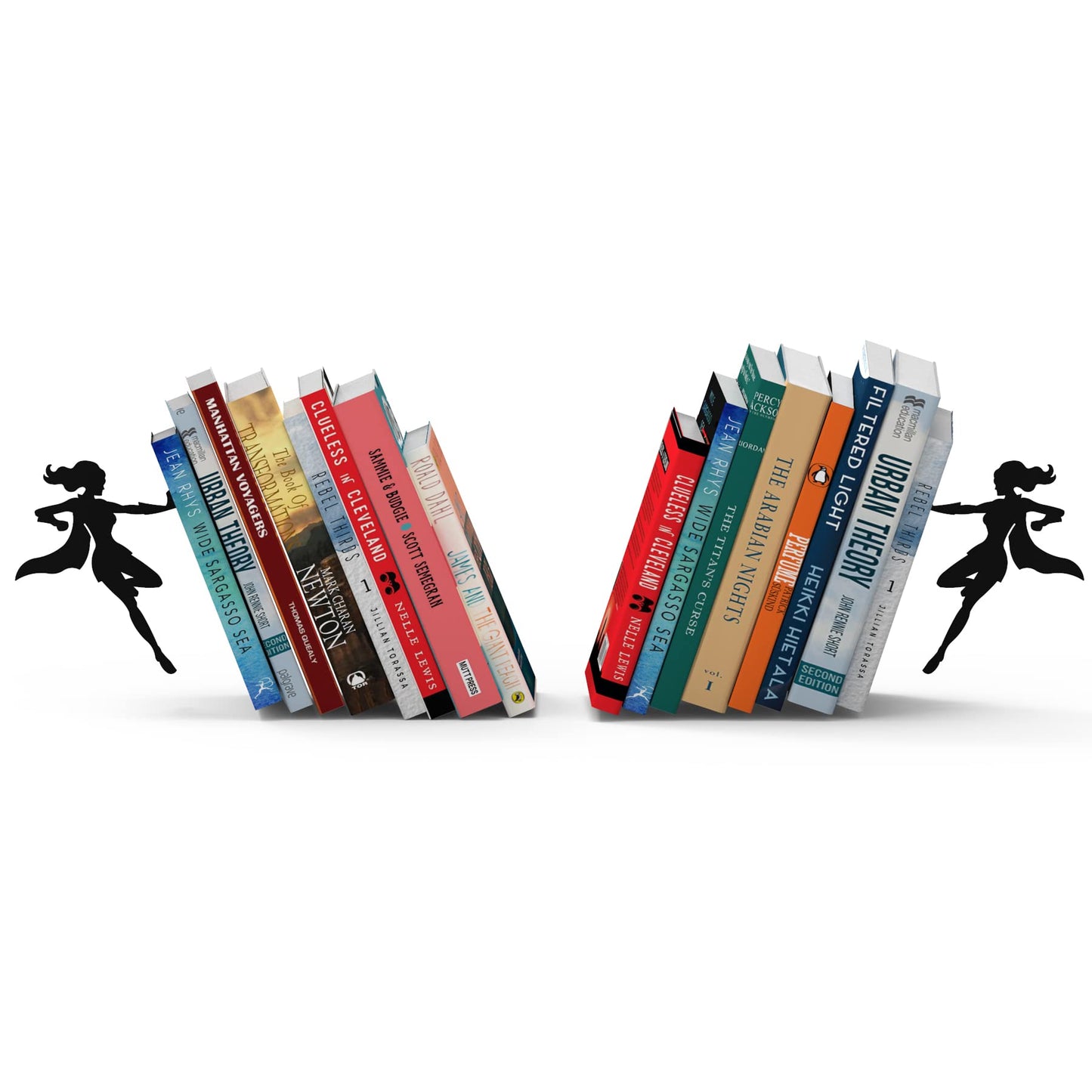 Artori Design Book Ends to Hold Books Heavy Duty - Hidden Metal Bookends for Shelves Desk - Bookend Book Holder for Home Decorative - Gift for Book End Lovers and Home Décor (Supergal - Set of 2)