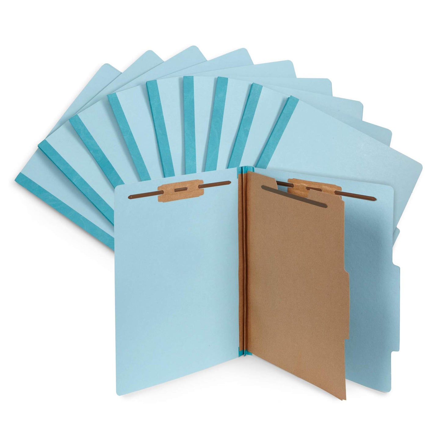 10 Blue Classification Folders - 1 Divider - 2 Inch Expansions - Durable 2 Prongs, for Medical Files, Law Client Files, Pressboard Classification Folders 1 Dividers Letter Size, Blue, 10 Pack