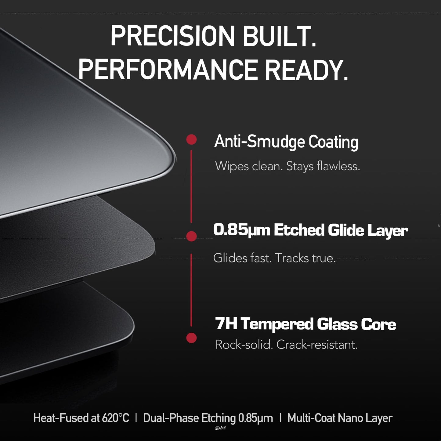 Flash Beyond Glass Gaming Mouse Pad - Premium Glass Pad with Anti-Slip Rubber Base - Smooth, Precise Tracking, Surface for High-Speed Gaming, Ideal for FPS Players (Black, Middle-15.7L x 11.8W inches)