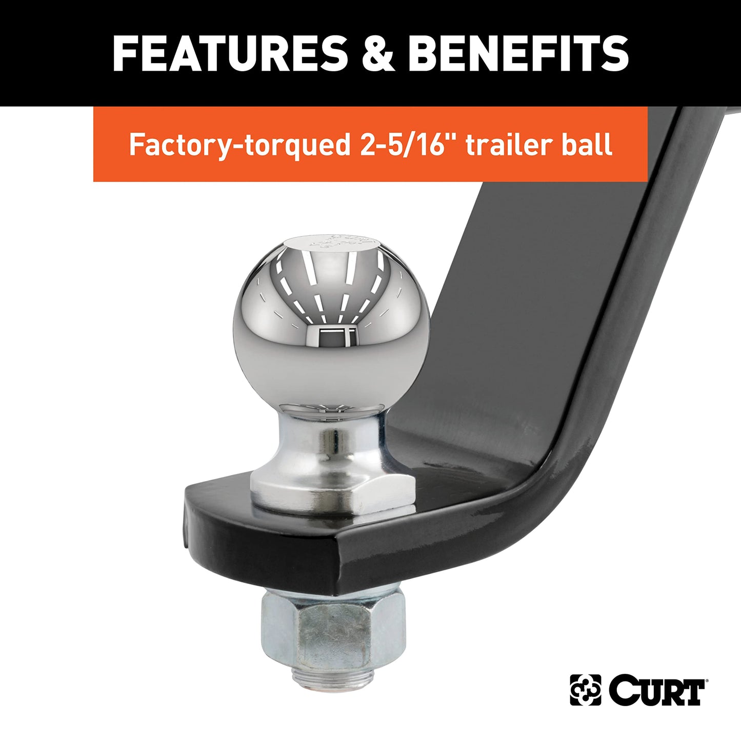 CURT 45065 Lifted Truck Trailer Hitch Mount with 2-5/16-Inch Ball & Pin, Fits 2-Inch Receiver, 7,500 lbs, 6-Inch Drop