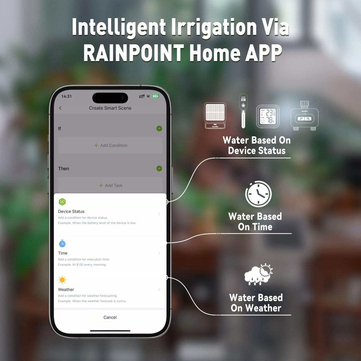 RAINPOINT APP Control WiFi Solar Automatic Plant Waterer Kit for House Potted Plants,Smart Vacation Self Watering Drip Irrigation Pump Device System Indoor/Outdoor Water 10-20 Plants