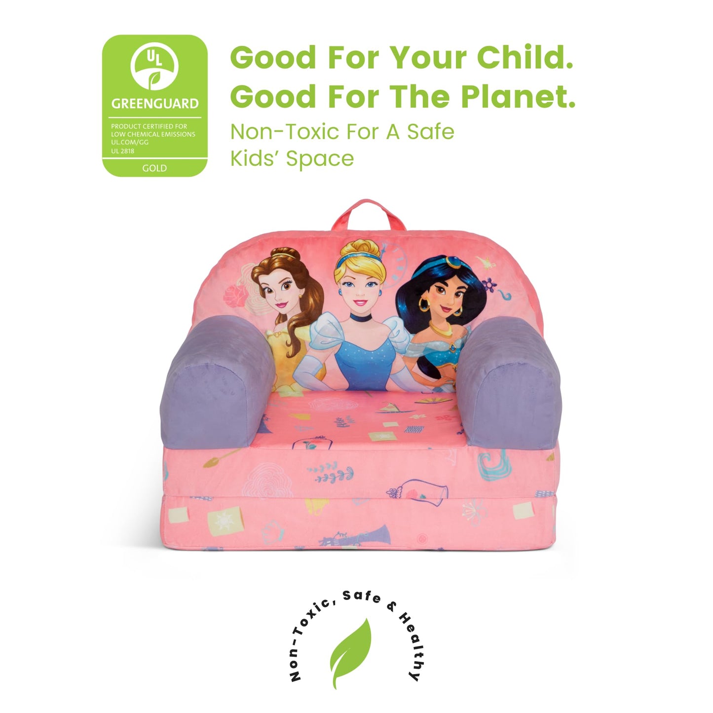 Delta Children - Disney Princess Cozee Buddy Flip-Out Kids Chair, Pink