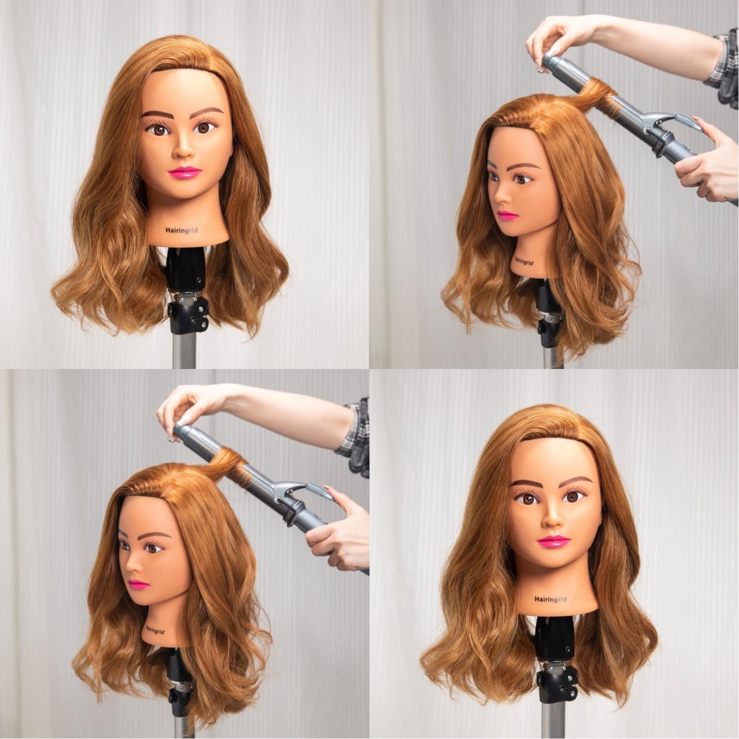 Hairingrid Mannequin Head 20"-22" 100% Human Hair Hairdresser Cosmetology Mannequin Manikin Training Head Hair and Free Clamp Holder (1906LB0414)