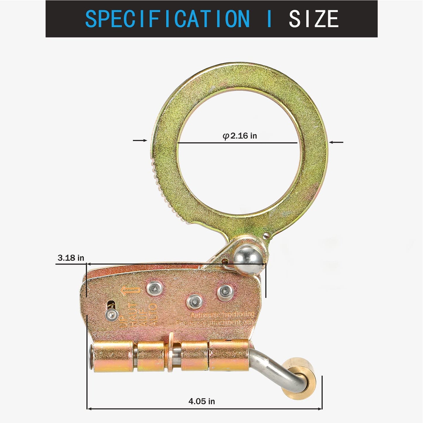 FHFallArrest Fall Protection Rope Grab with Anti-Panic Feature, Auto-Trail Double Locking Rope Grabs Fall Arrester, Used with 5/8” Lifeline Rope, for Construction, Climbing, Comply to ANSI/OSHA