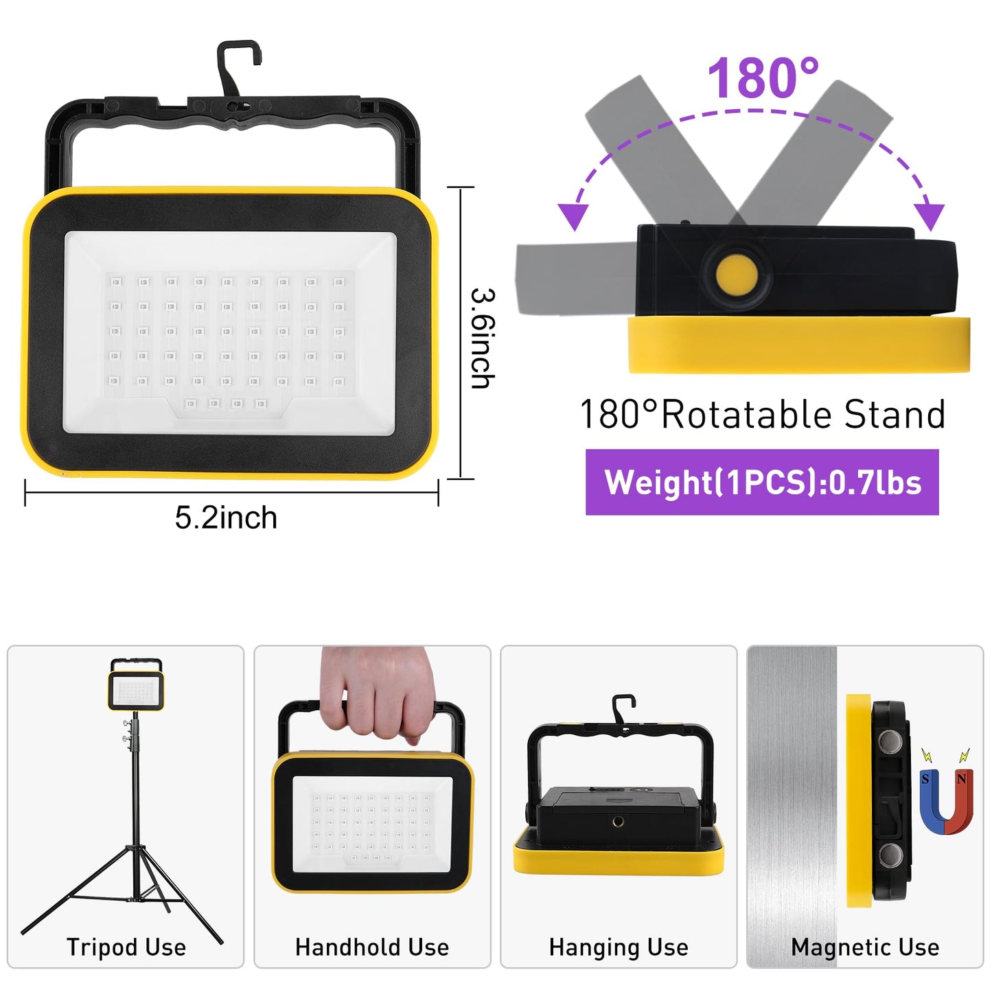 CREPOW Rechargeable LED Black Light, Battery Powered Portable Blacklight, 400nm LED Flood Light Black Lights, Neon Glow Party, Blacklight Catfishing, Halloween, Glow in The Dark Decoration 4 Pack
