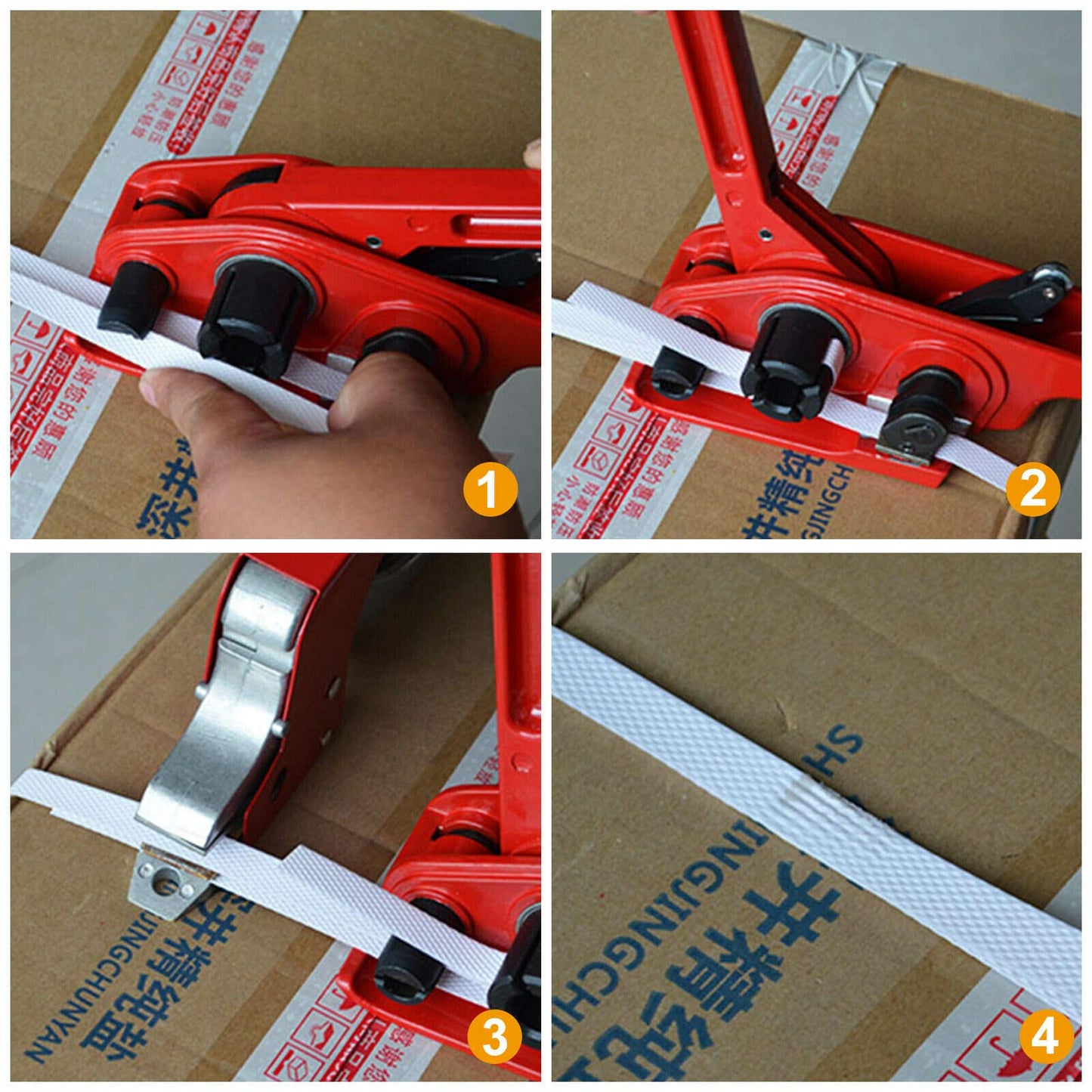 Heavy Duty Manual 4 in 1 PET/PP Manual Strapping Tools Packing Machine Set Tensioner & Sealer 100m Packing Belt